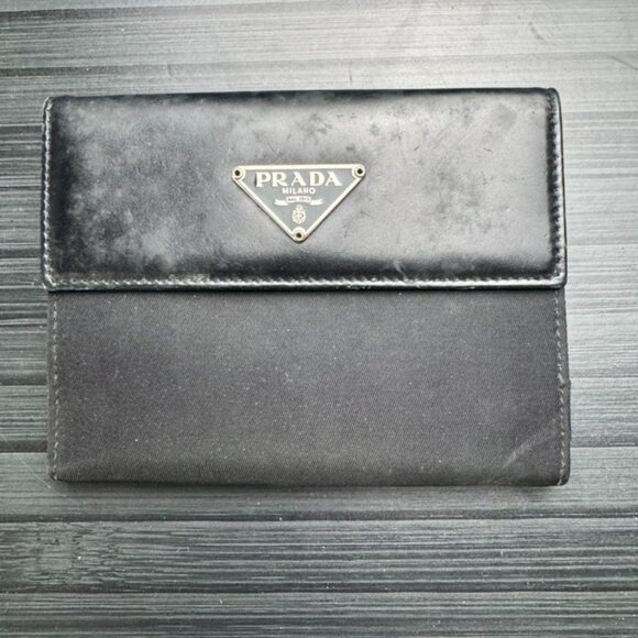 Prada Black Nylon/Leather Bifold - Picture 1 of 6